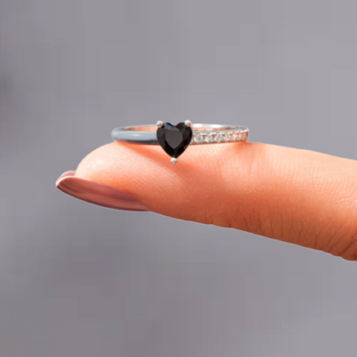 Silver Enamel Ring | Choose Peace Design-Black-State of Style