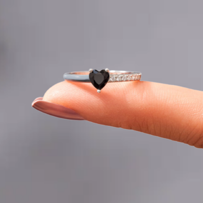 Silver Enamel Ring | Choose Peace Design-Black-State of Style