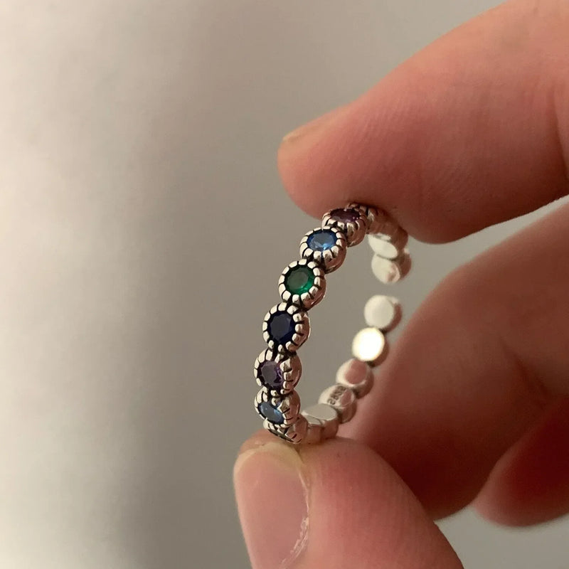 Silver Flower Stone Ring | Elegant Floral Design-State of Style