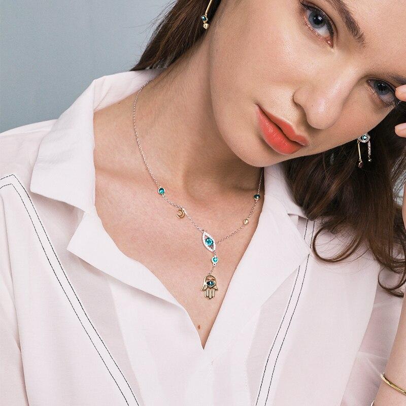 Silver Hamsa Crystal Necklace - Nayomi-State of Style