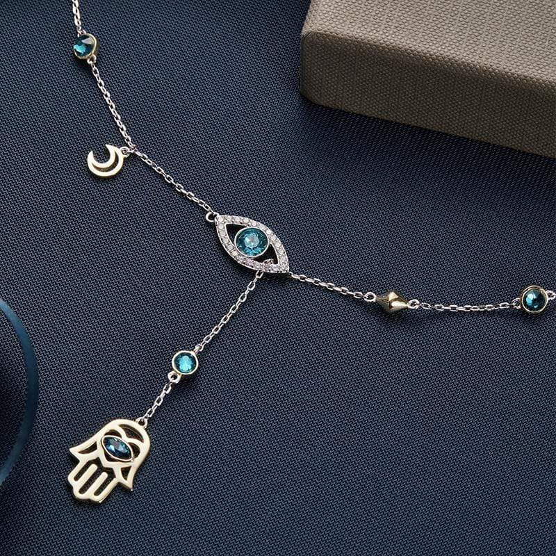 Silver Hamsa Crystal Necklace - Nayomi-State of Style