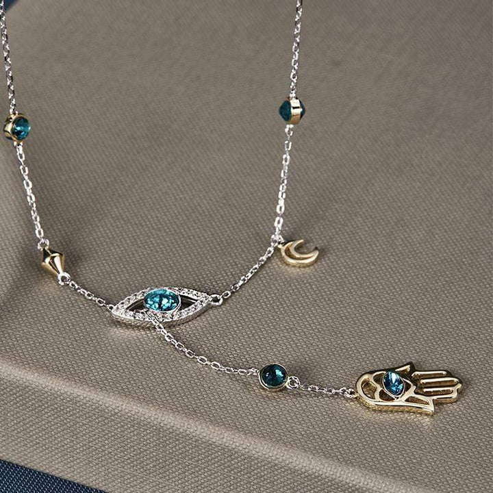Silver Hamsa Crystal Necklace - Nayomi-State of Style
