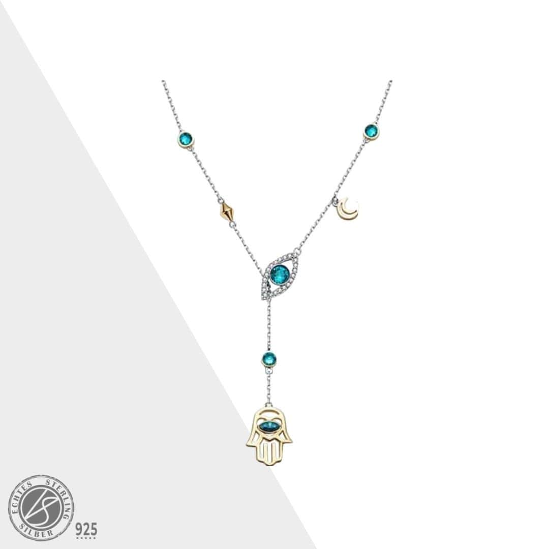 Silver Hamsa Crystal Necklace - Nayomi-State of Style