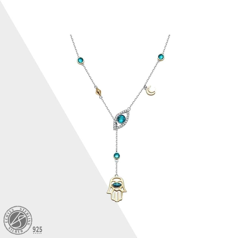 Silver Hamsa Crystal Necklace - Nayomi-State of Style