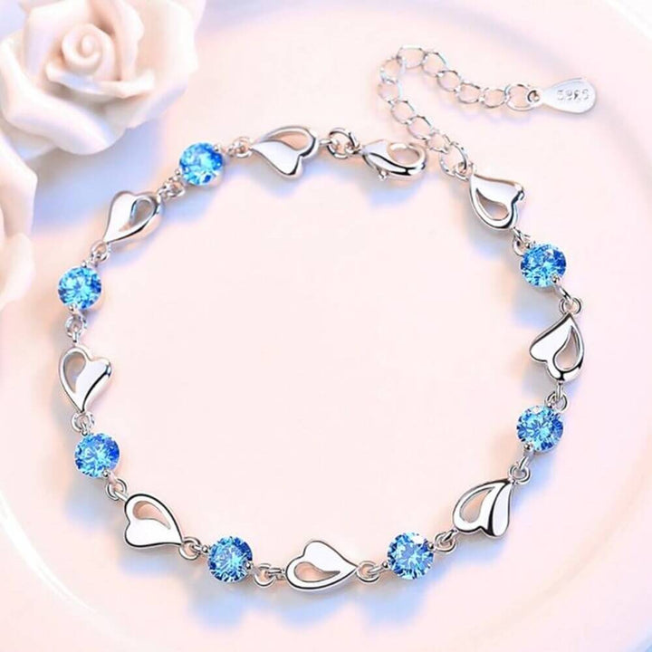 Silver Heart-Shaped Bracelet - Eloria-Blue-State of Style