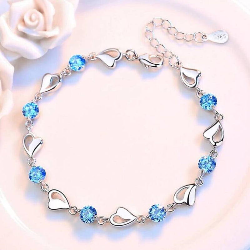 Silver Heart-Shaped Bracelet - Eloria-Blue-State of Style