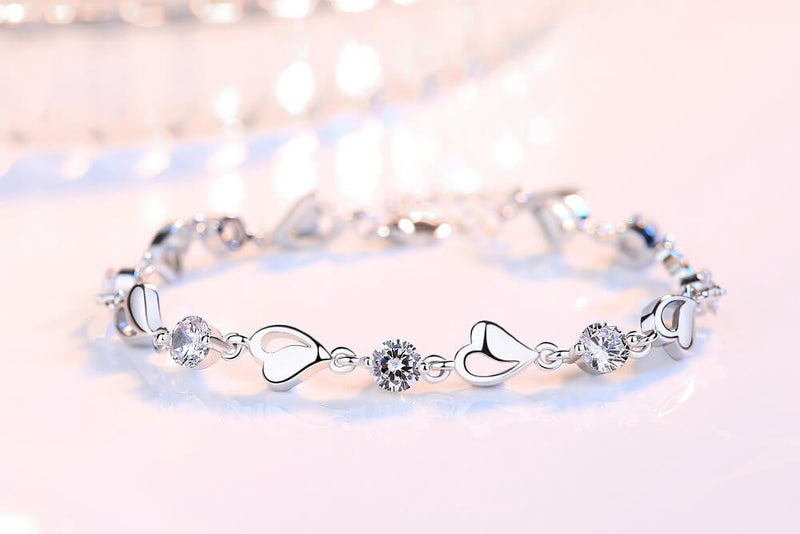 Silver Heart-Shaped Bracelet - Eloria-Pink-State of Style