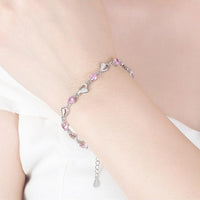 Silver Heart-Shaped Bracelet - Eloria-Pink-State of Style