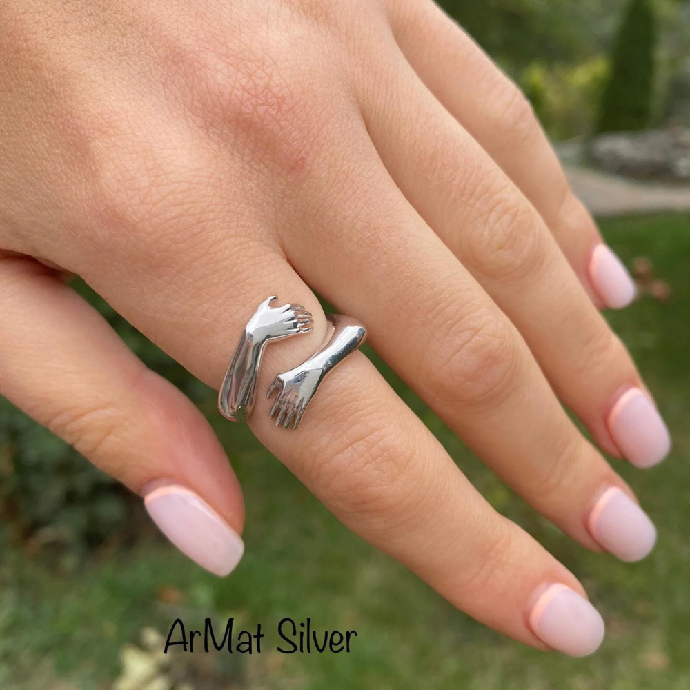 Silver Hug Ring | Elegant Hug Design-State of Style