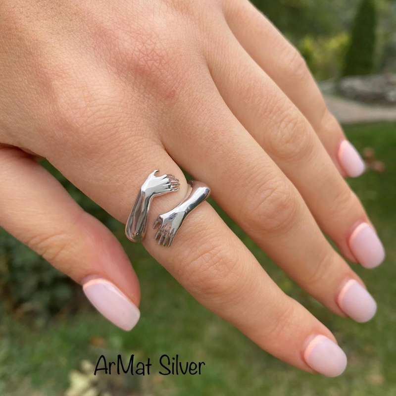 Silver Hug Ring | Elegant Hug Design-State of Style