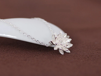 Silver Lotus Flower Pendant Necklace-State of Style