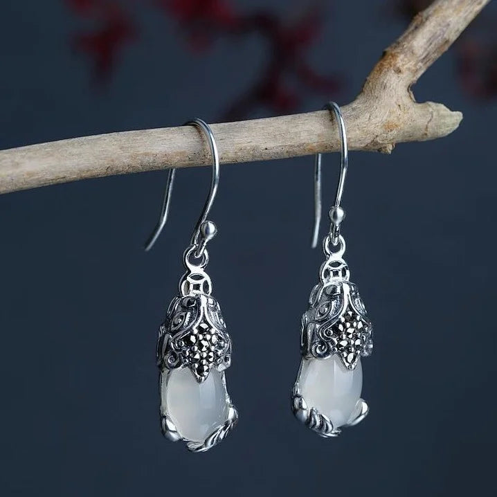 Silver Mythical Creature Earrings - Aelora-White-State of Style