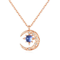 SILVER NECKLACE WITH HALF MOON AND STAR PENDANT-Rose Gold-State of Style