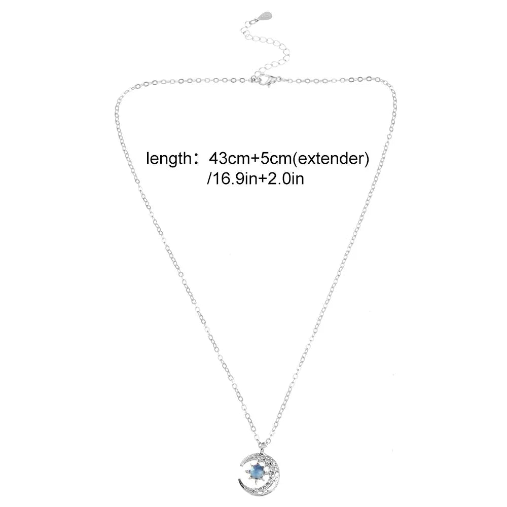 SILVER NECKLACE WITH HALF MOON AND STAR PENDANT-Rose Gold-State of Style