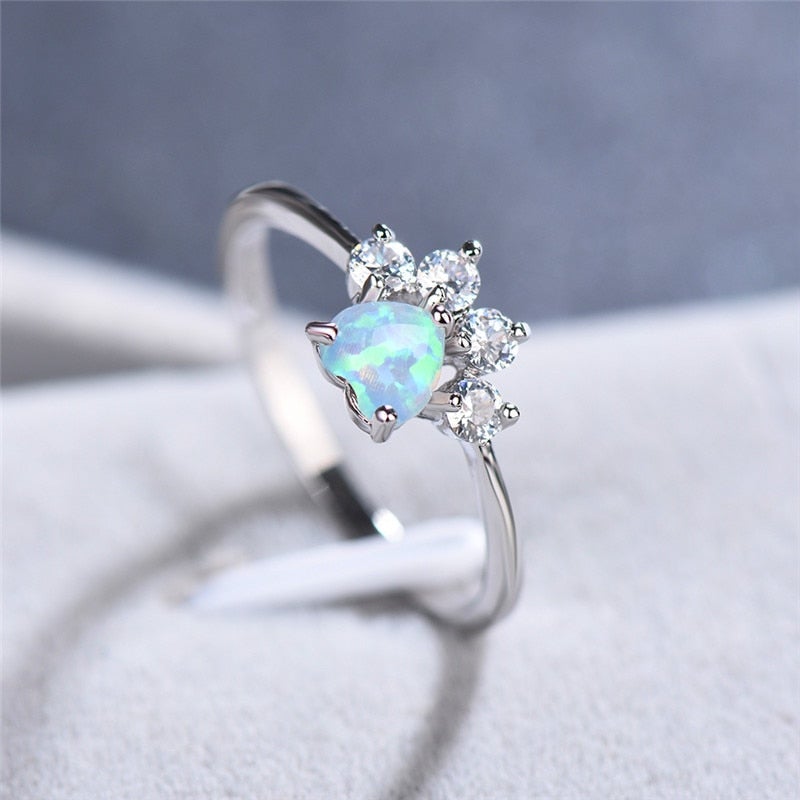 Silver Opal and Zirconia Ring - Celestine-5-State of Style
