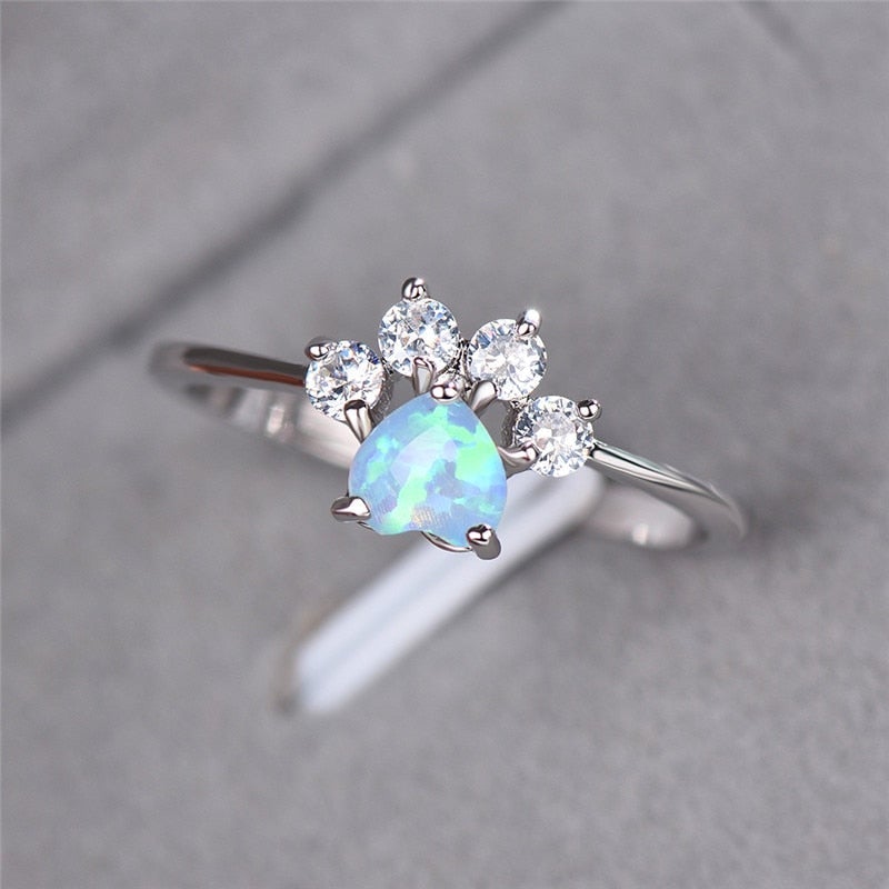 Silver Opal and Zirconia Ring - Celestine-5-State of Style
