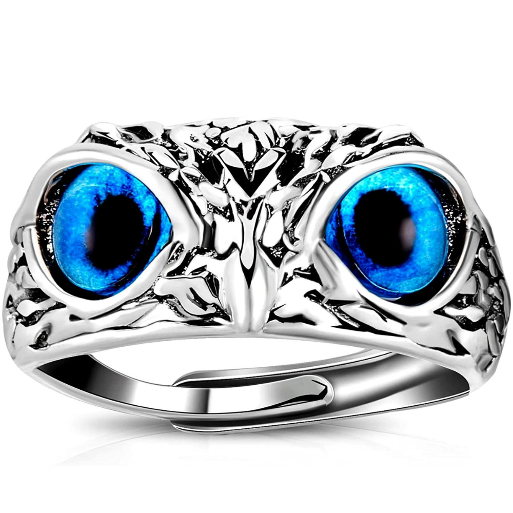Silver Owl Eye Ring | Unique Animal Design | Adjustable-State of Style