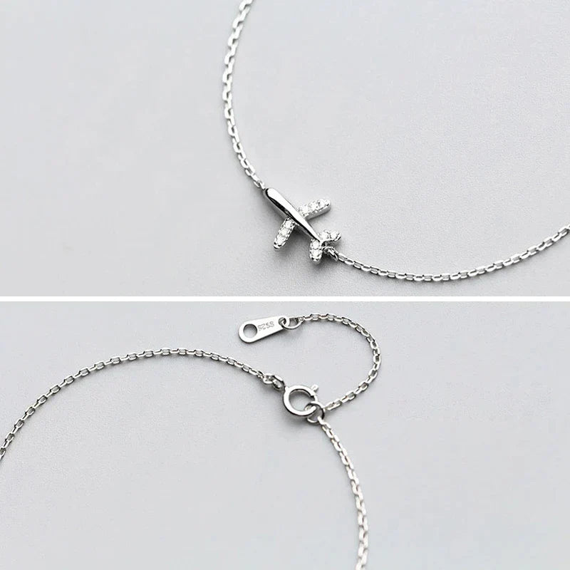 Silver Plane Bracelet | Charm for Adventurous Spirit-State of Style