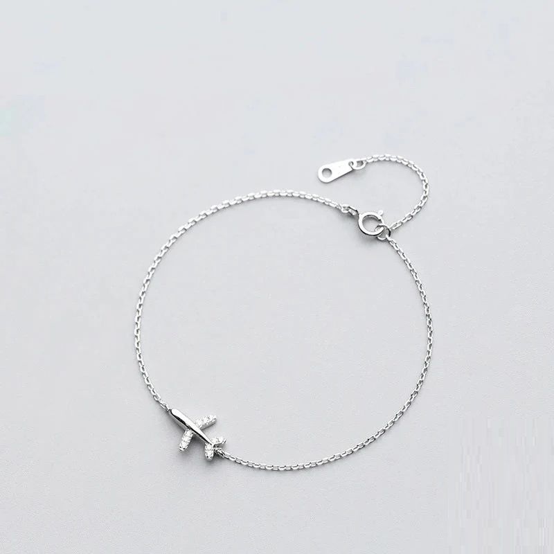 Silver Plane Bracelet | Charm for Adventurous Spirit-State of Style