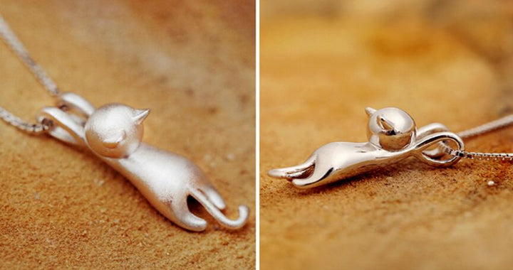 Silver Playful Cat Necklace - Miyu-State of Style