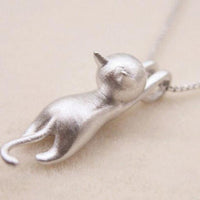 Silver Playful Cat Necklace - Miyu-State of Style