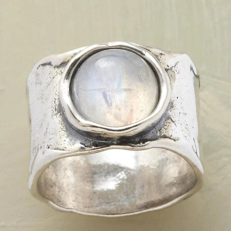 Silver Ring with Moonstone - Lyra-6-State of Style