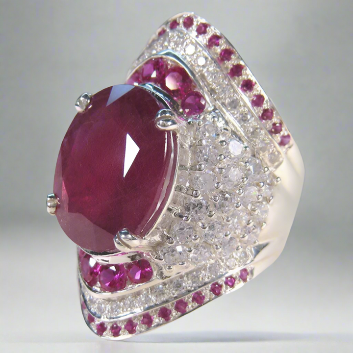 Silver Ring with Ruby – Seraphine-Diameter 16.5-State of Style