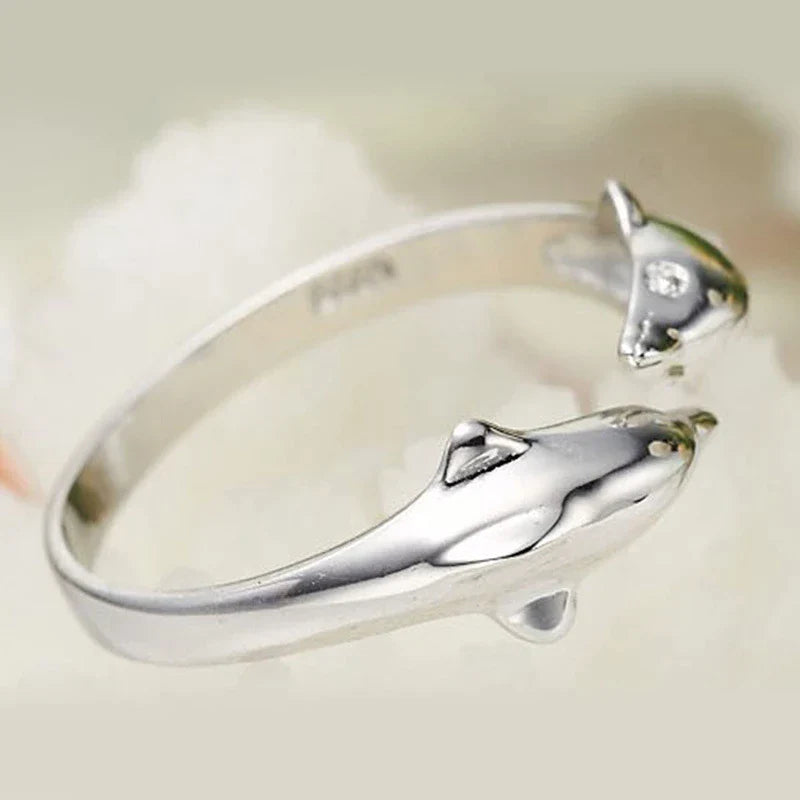 Silver Ring With Two Dolphins | Dolphin Jewellery-State of Style
