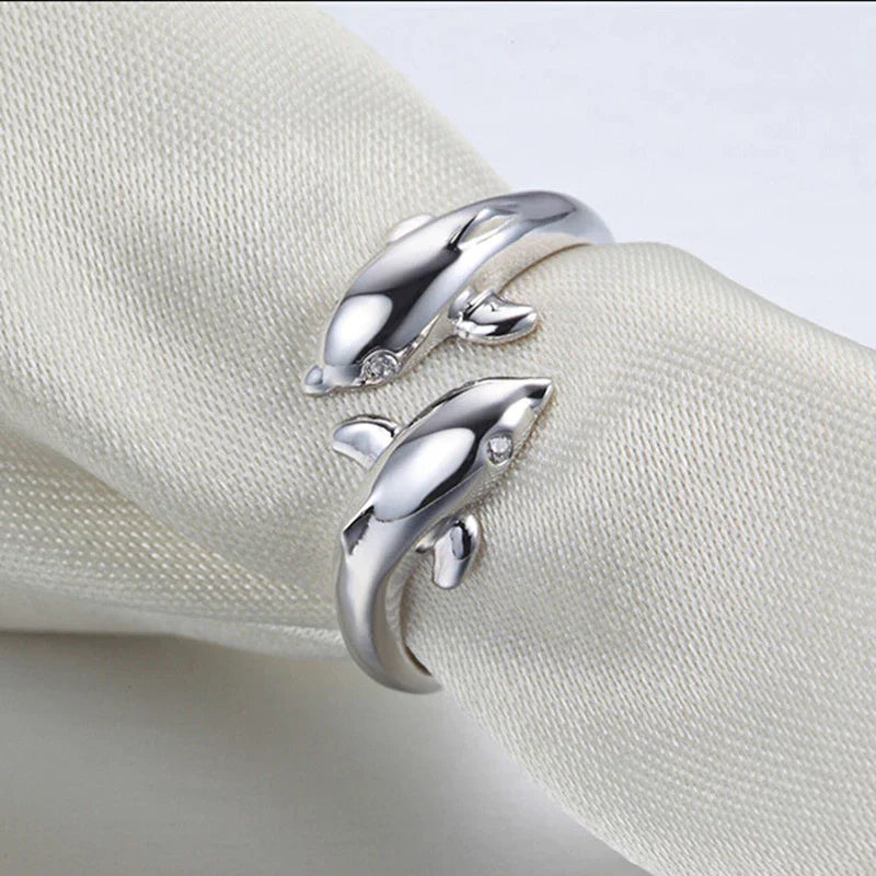 Silver Ring With Two Dolphins | Dolphin Jewellery-State of Style