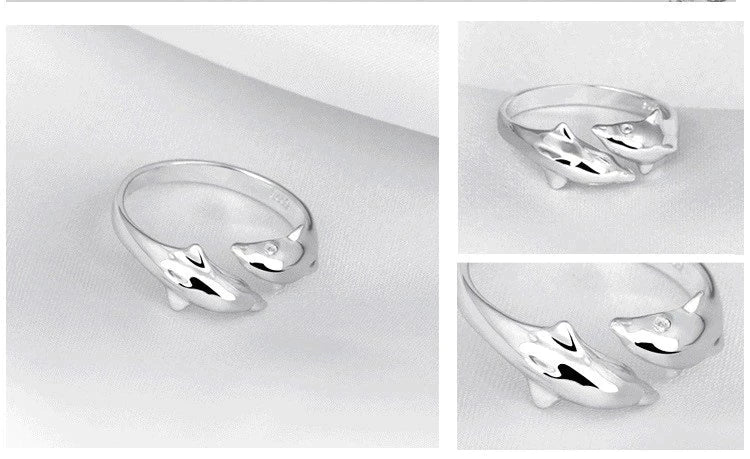 Silver Ring With Two Dolphins | Dolphin Jewellery-State of Style