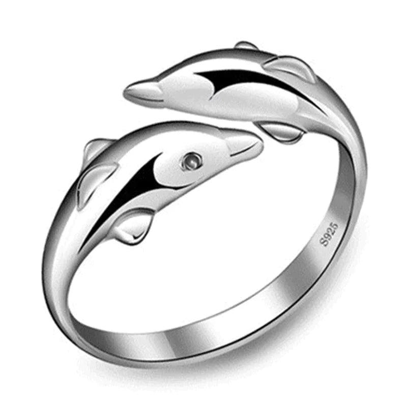 Silver Ring With Two Dolphins | Dolphin Jewellery-State of Style