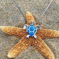 Silver Sea Turtle Necklace and Earring Set - Marinella-Blue-State of Style