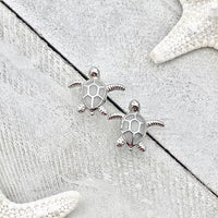 Silver Sea Turtle Opal Earrings - Marinea-White-State of Style