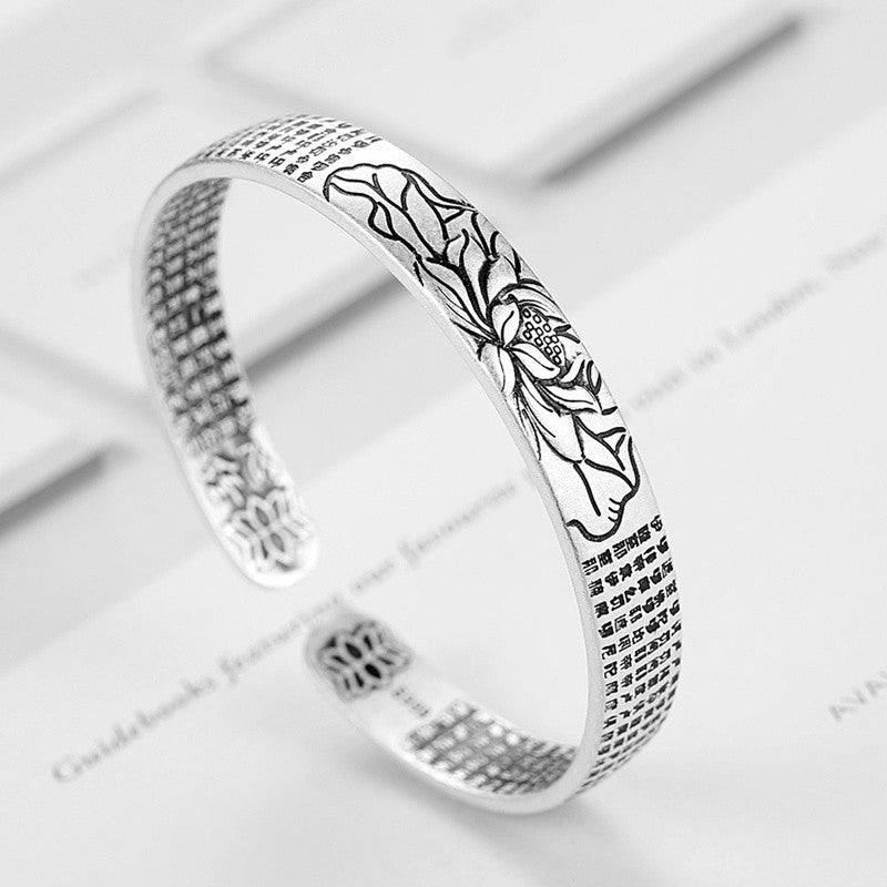 Silver Serenity Lotus Bracelet | Tranquility Accessory-State of Style