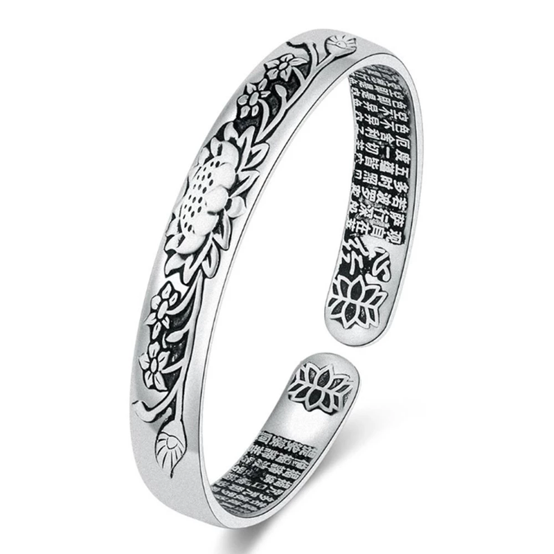 Silver Serenity Lotus Bracelet | Tranquility Accessory-State of Style