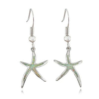 Silver Starfish Earrings with Opal - Arielle-White-State of Style