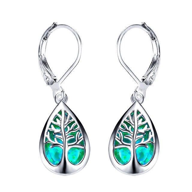 Silver Tree of Life Earrings with Opal - Mireille-Green-State of Style
