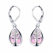 Silver Tree of Life Earrings with Opal - Mireille-Pink-State of Style