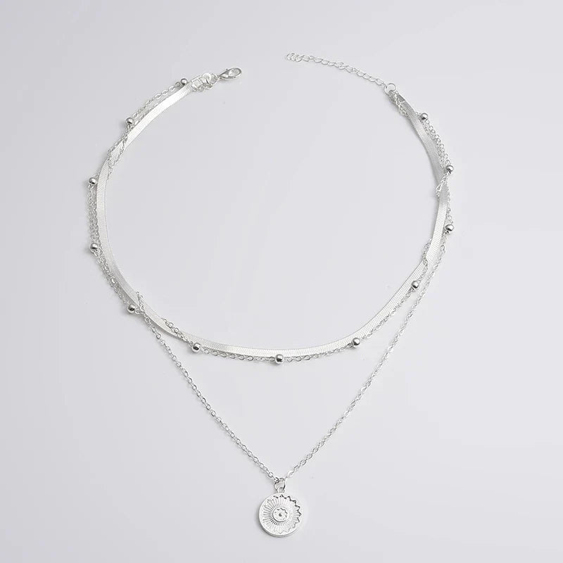 SILVER TRIPLE CHAIN NECKLACE-State of Style