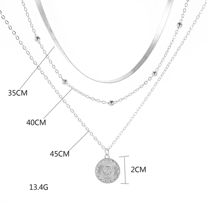 SILVER TRIPLE CHAIN NECKLACE-State of Style