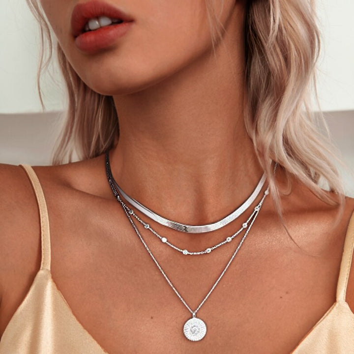 SILVER TRIPLE CHAIN NECKLACE-State of Style