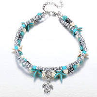 Silver Turtle Anklet with Sea Shells - Calypso-State of Style