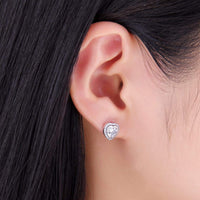 Silver Zirconia Heart Shaped Earrings - Celestia-State of Style