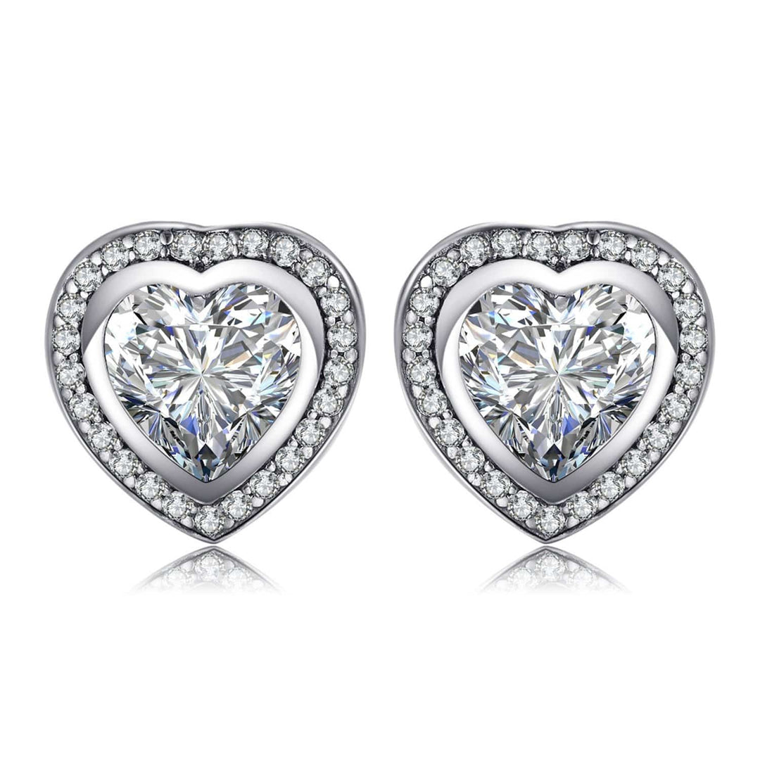 Silver Zirconia Heart Shaped Earrings - Celestia-State of Style