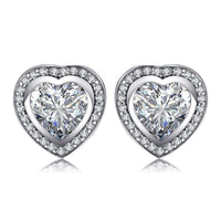 Silver Zirconia Heart Shaped Earrings - Celestia-State of Style
