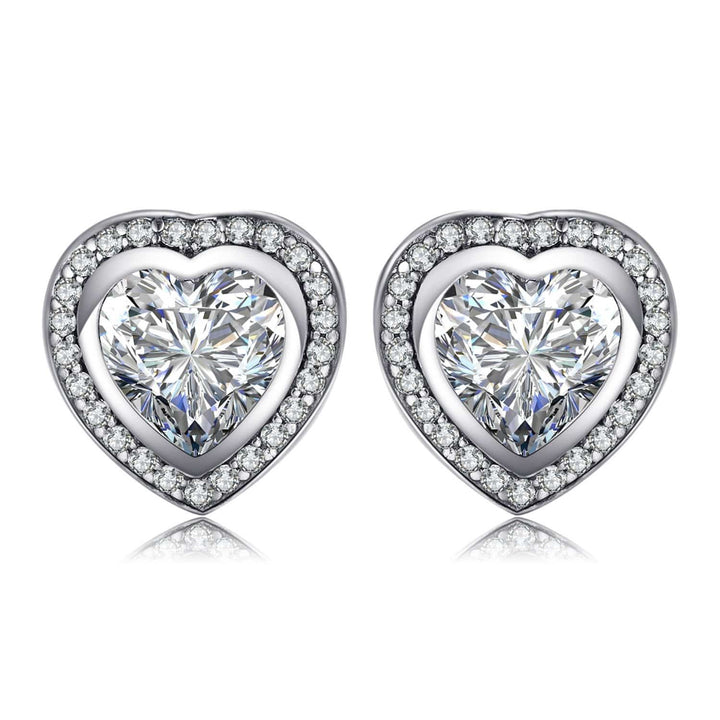 Silver Zirconia Heart Shaped Earrings - Celestia-State of Style