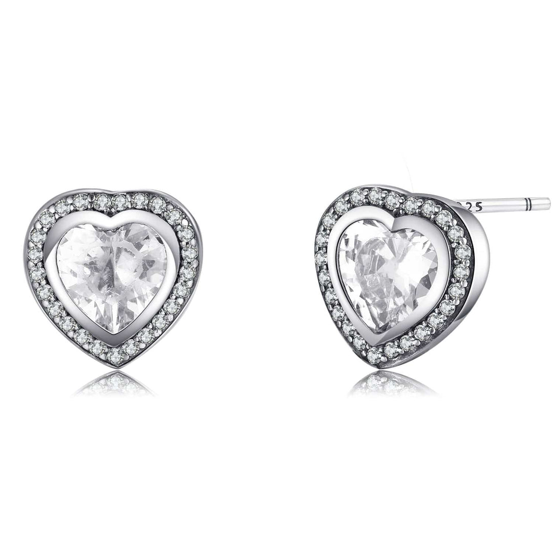 Silver Zirconia Heart Shaped Earrings - Celestia-State of Style