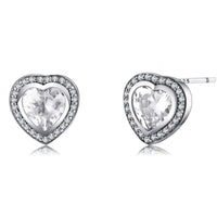 Silver Zirconia Heart Shaped Earrings - Celestia-State of Style