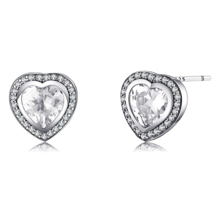 Silver Zirconia Heart Shaped Earrings - Celestia-State of Style