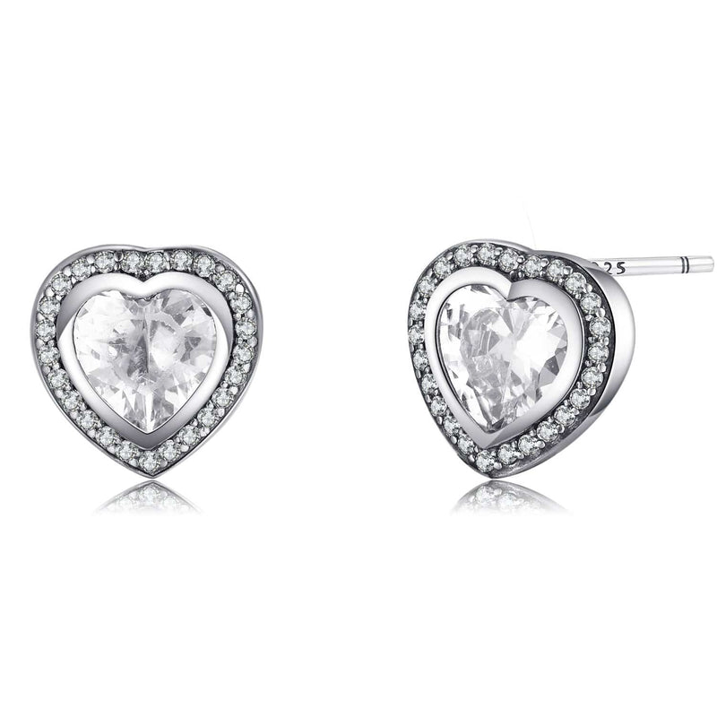 Silver Zirconia Heart Shaped Earrings - Celestia-State of Style